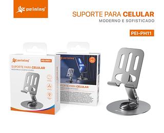 ￼Suporte Giratório 360° Alumínio - Ajustável p/ Tablet e Celular - Estável em Qualquer Superfície