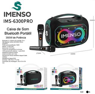 Caixa de Som Bluetooth Porttil IMENSO 350W Com Dois Microfone Sem fio