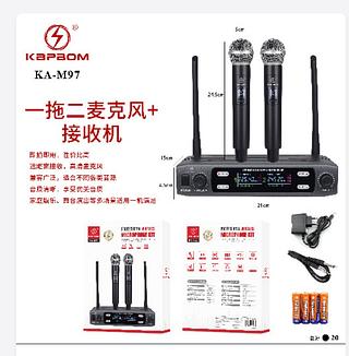 Microfone Sem Fio Profissional Duplo Recarregável Para Sistemas De Karaokê