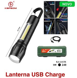 Mini Lanterna Tática Potente Zoom Recarregável Usb + Estojo Cor da lanterna Preto Cor da luz Branca