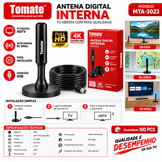 Antena De Tv Tomate Mta-3023 - Alta Definição