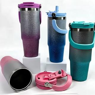 Copo Térmico Feminino Glitter Brilho 900ml Resistente Grande Com Tampa Dupla Camada Aço Inox