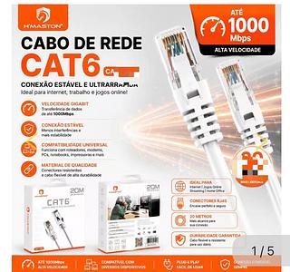 Cabo De Rede CAT6 30Metros Ethernet Lan Giga 10/1000mbps–HMASTON