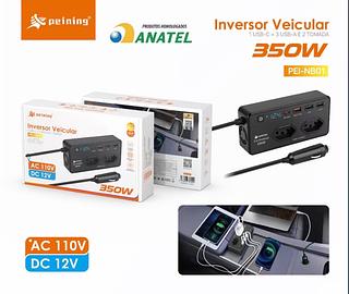 ￼Inversor Tensão 12v Para 110v 350w Conversor Automotivo Tomada + 3 Usb+1TIPC