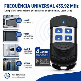 Controle Remoto Clonador 433MHz Para Portão Automático Alarme 4 Botões