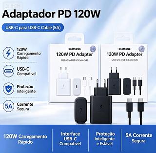 Carregador Compativel para samsung 120W Turbo Usb-c tipo c