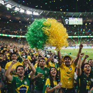 ￼Peruca Duas Cores Torcedor Verde e Amarela Brasil Copa