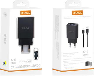 Carregador Completo TurboRápido AGOLD 2 Usb 4.1A v8