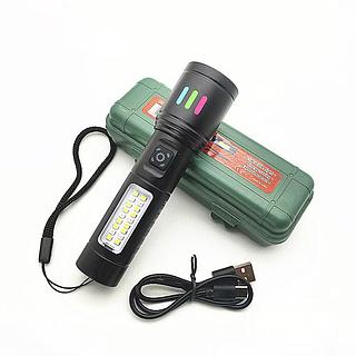 ￼Mini Lanterna Tática Com longo Led E Zoom Recarregável Usb Light De Mao