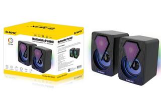 Caixa De Som Gamer Led Rgb P/ Pc Notebook Tv Estereo Potente