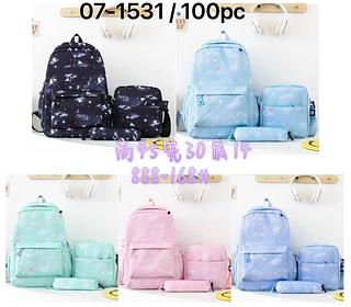 Kit 3 Mochila de Nylon Com Bolsa Transversal e Estojo Juvenil Para Escola Viajar Multiuso