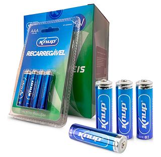 Pilha Bateria Pequena Aaa 4800 Mah C/4 KNUP Recarregável