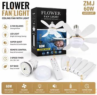 Ventilador de Teto 60W Luz Led 3 Tipos de Luz C/ Controle Remoto Ventilador C/ 6 Hélices Bivolt