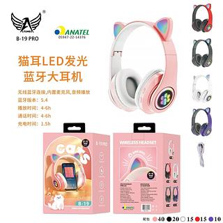 ￼Fone Headset Rgb Bluethooth De Gatinho Premium Collection
