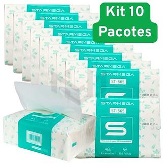￼Kit 10 pacote Lenços De Papel Macio Descartável com 4 camadas Lenço macias versaril com 320 Unidades top&casa