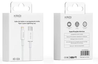 Cabo Usb Tipo-c Para iPhone Kaidi Kd-02A Potência 30w Branco