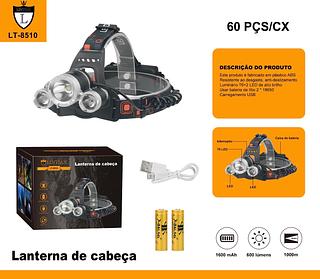 Lanterna Tática de Cabeça Cree T6 3 Modos Super Brilho para Mergulho e Camping