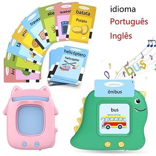 ￼Brinquedo Card Infantil Cartão Fala Inglês Português Dino Apraxia Autismo Alfabetização 224 Palavras
