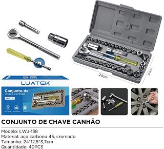 Kit 40pc Completo Chave Canhão Para Maquina De Lavar Registro Pia 40pc