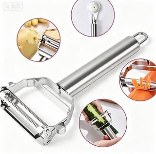 Descascador Fatiador de Alimentos 17,5cm Legumes Frutas Verduras Inox Resistente Fácil Prático Universal