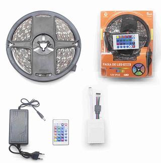 Fita Led 5m Rgb 16 Cores 5050 Prova D'agua + Fonte+ Controle（ley-2103）