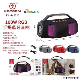 Caixa De Som Portátil Bluetooth 100W LED -kapbom