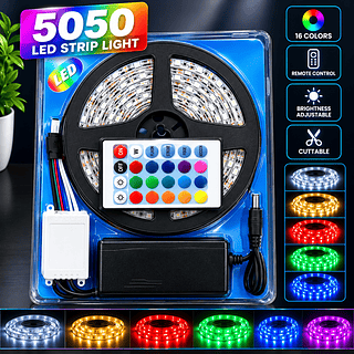 Fita Led 5m Rgb 16 Cores 5050 Prova D'agua + Fonte+ Controle（ley-2103）