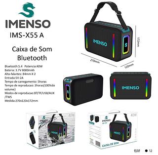 ￼Caixa de som com potência de 40W, compatível com reprodução via Bluetooth, TF/USB/AUX/TWS