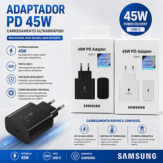 Carregador Samsung Super Rápido 45W USB-C Turbo