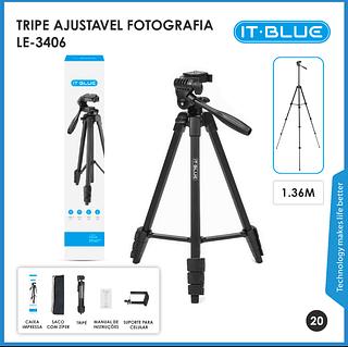 Tripé Ajustável 1,36m Para Celular E Câmera Estável Leve