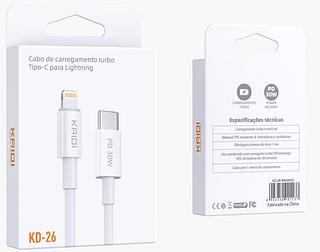 Cabo Usb Tipo-c Para iPhone Kaidi Kd-26 Potência 30w Branco