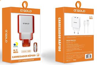 Carregador Completo TurboRápido AGOLD 2 Usb 4.1A v8