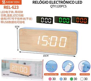 ￼Controle de Voz Inteligente Despertador Digital USB Relógio de Cabeceira com Calendário e Termômetro