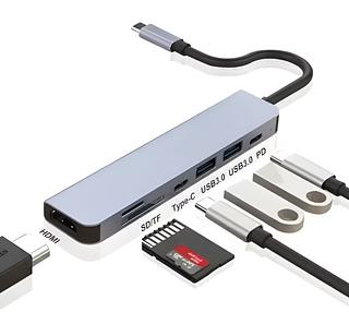 ￼Adaptador Multifuncional Tipo-C 7 Em 1 Celular e Notebook Hub3.0