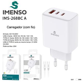 Carregador Turbo Usb+2PD 60w typec para typec—IMENSO