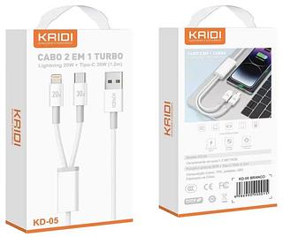 Cabo Kaidi Series 2em 1 USB+Lightning 20W，USB+TYPEC 30W，1.2M
