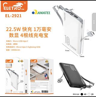 10000mah Power bank com carregamento rápido para alguns celulares com display de 22,5w com 4cabo