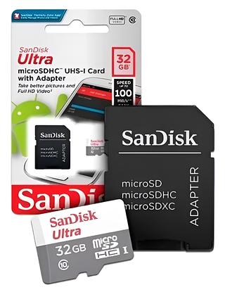 Cartão Micro Sd 32gb Sandisk Classe10 suficiente(com grantia 1ano) 100pc X18==1800