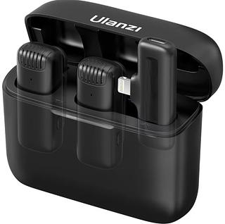 ULANZI J13 Microfone Lavalier sem fio para iPhone iPad e Android, microfone 2 em 1 Plug-Play
