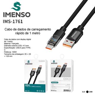 Cabo TYPEC 100W Display LED Carregamento Ultra Rápido 1m—IMENSO
