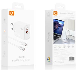 Carregador Turbo Gan Pd 40w Saída Usb-c + Usb Fonte Celular