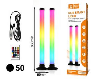 ￼Kit 2 Barras de LED RGB Gamer 330mm, Sensor Musical com Controle Remoto