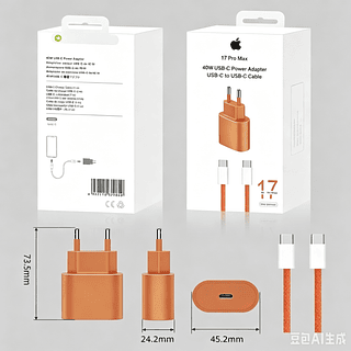 Carregador Turbo Tipo C para Tipoc 40w，Iphone 17 Pro Max Cor Laranja