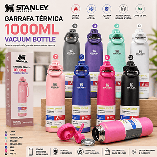 Garrafa térmica inox 1000ml, com capa protetora de silicone