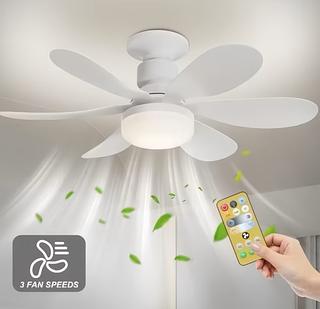 ￼Ventilador De Teto Wind Light Silent Controle Remoto Lâmpada 60w Led Silenciosa 6 Folhas ANJGG