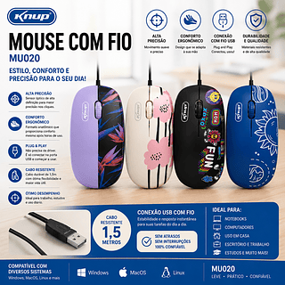 mouse computador com fio nova